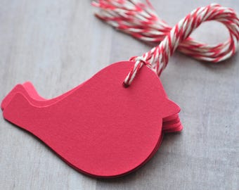 Red Bird Gift Tags – Handmade Holiday Favor & Wrapping Tags for Christmas, Winter Parties, Nature Lovers