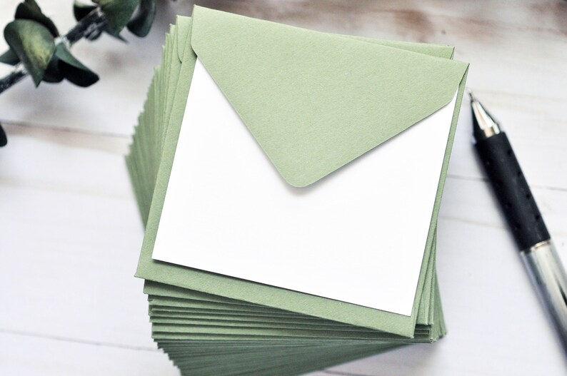 Mini Envelopes – Garden Green - Set of 10 - Thank You Notes, Weddings ...