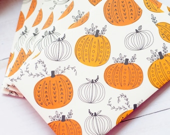 Pumpkin Vine Mini Envelopes – Set of 4 Fall Stationery - Blank Cards, Autumn Enclosures & Seasonal Decor