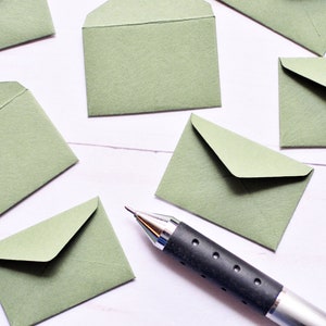 Tiny Envelopes - GARDEN GREEN - 1 inch x 1.5 inch // Tiny Love Note // Decoration // Tooth Fairy // Art Journal  // Garden / Travel Journal