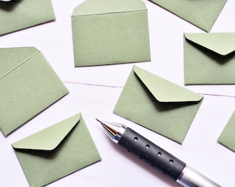 Tiny Envelopes - GARDEN GREEN - 1 inch x 1.5 inch - Scrapbooking, Tooth Fairy, Journals, Weddings, Love Notes