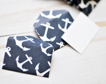 Tiny Anchor Love Notes - Set of 10 // Blank Cards // Tiny Cards // Nautical // Tooth Fairy Notes // Tiny Stationery // Sea // Ocean Décor