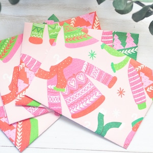 Mini buste a forma di maglione di Natale - Set da 4 // Biglietti vuoti // Mini biglietti // Porta carte regalo // Regali di Natale // Maglione di Natale brutto