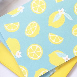 Lot de 4 cartes de correspondance citron / // cartes vierges // cartes vierges // cartes pliées // fruits // lettre d'amour // été // limonade
