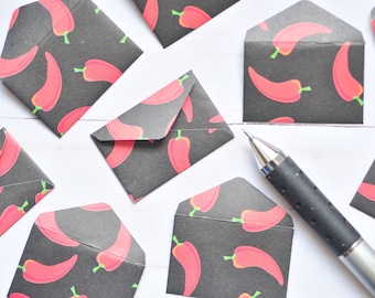 Tiny Chili Pepper Love Notes - Set of 10 // Blank Card // Food Stationery // Embellishment // Decoration // Scrapbooking // Ephemera // Food