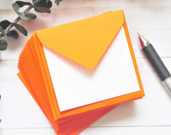 Mini Envelopes - Bright Orange // Set of 10 // Blank Cards // Gift Card Envelopes // Enclosure Cards // Love Notes // Advice Cards // Neon