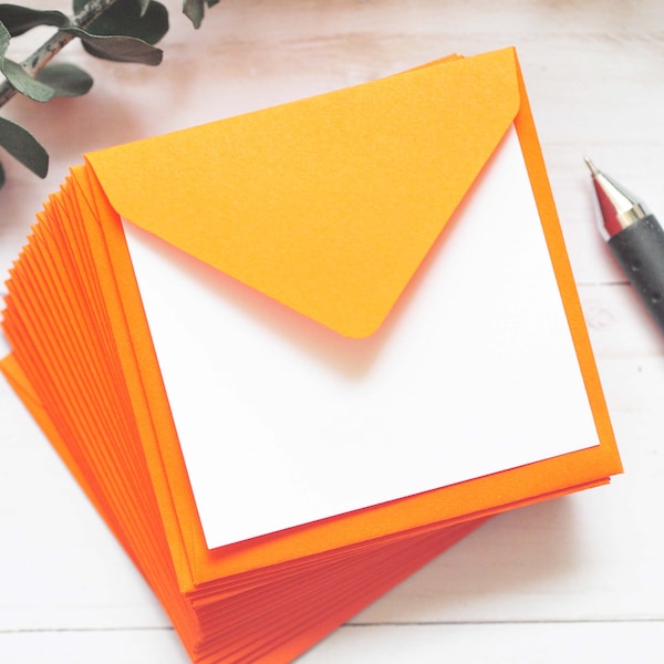 Mini Envelopes - Bright Orange // Set of 10 // Blank Cards // Gift Card Envelopes // Enclosure Cards // Love Notes // Advice Cards // Neon