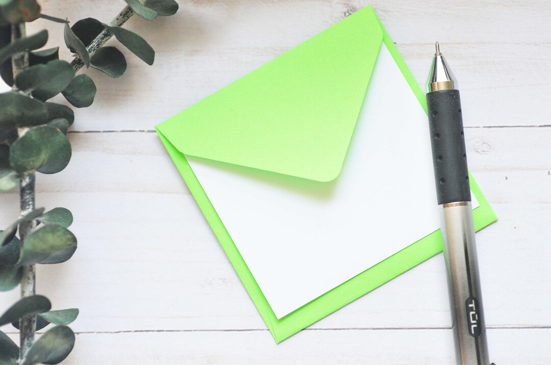 Mini Envelopes –neon Green - Set of 10 - Bright Stationery for Love ...