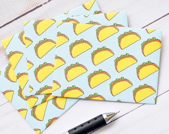 Taco Mini Cards - Set of 4 // Mini Envelopes // Blank Cards // Food // Mexican Food // Taco Tuesday // Gift Card Holder // Love Notes