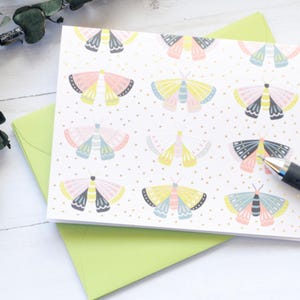 Cartes de correspondance Art déco papillons - lot de 4 // Cartes vierges // Milieu du siècle // Anniversaire // Notes d'amour // Fête des mères