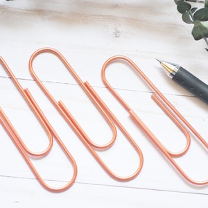 Large Paperclips // Set of 3 // Jumbo Paperclips // Gold // Copper // Planner Clips // Planner Accessory // Bookmark // Office Supply