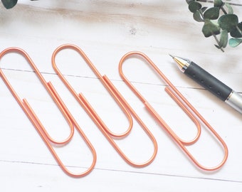 Large Paperclips // Set of 3 // Jumbo Paperclips // Gold // Copper // Planner Clips // Planner Accessory // Bookmark // Office Supply