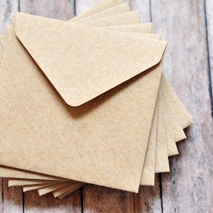 Mini Envelopes - Kraft  // Set of 10 // Love Notes // Packaging // Paper Crafting // Square Envelopes // Gift Card Envelopes