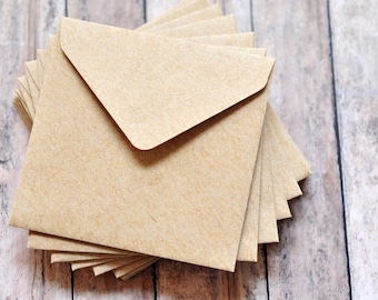 Mini Envelopes - Kraft - Set of 10 - Square Envelopes, Gift Card Holders for Love Notes, Packaging & Paper Crafts