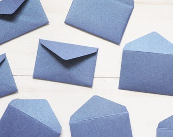 Tiny Envelopes - METALLIC SAPPHIRE- Set of 10 - 1x1.5 inch for Love Notes, Scrapbooking, Embellishment & DIY Paper Crafts