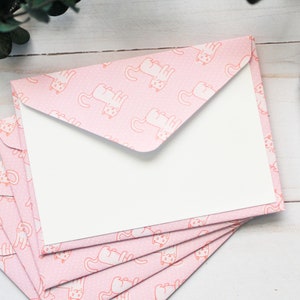 Mini-cartes chat - lot de 4 // Mini enveloppes // Carte vierge // Chaton // Carton animal // Porte-cartes cadeau // Dame chat // Mot d'amour // Chat