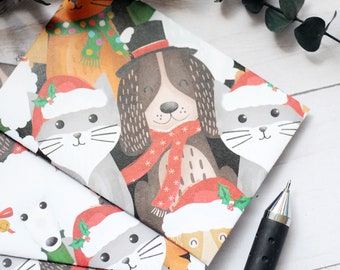 Christmas Pet Mini Envelopes – Set of 4 - Cat & Dog Gift Card Holders for Stocking Stuffers, Holiday Notes