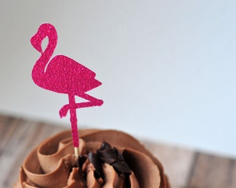 Pink Flamingo Cake Toppers //Party Decoration // Tropical Party // Cupcake Toppers // Party Decoration // Tropical // Glitter Cake Topper