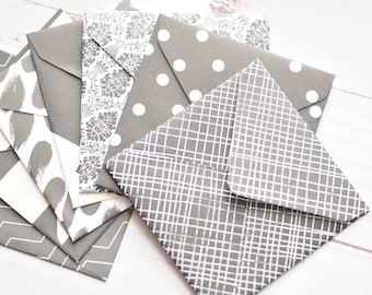 Black Patterned Mini Envelopes with Cards - Elegant Gift Card Envelopes for Journaling & Small Love Notes