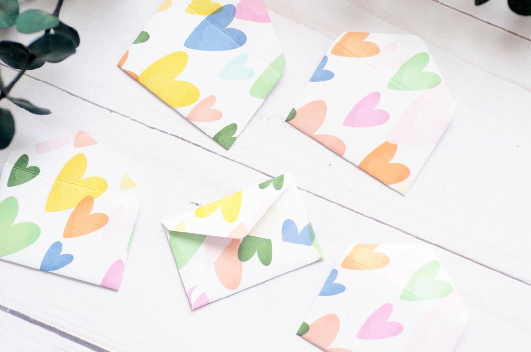 Tiny Rainbow Heart Love Notes - Set of 10 - Mini Envelopes for ...