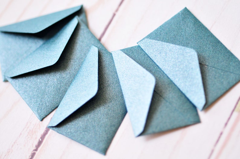 Subtle Envelope Tiny Envelopes - METALLIC BLUE- Set of 10 for Love Notes, Scrapbooking ...