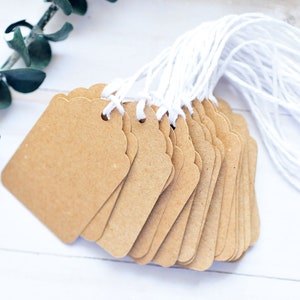 BULK Kraft Tags — Blank Scalloped Favor & Product Tags for Gifts, Business Packaging and DIY Projects