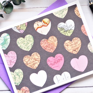 Map Heart Note Cards - Set of 4 // Blank Cards // Love Letter // Stationery Set // Thinking of You // Travel Note Cards // Map Stationery