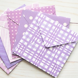 Purple Patterned Mini Enveloeps & Cards – Blank Gift Card Holders, Party Favors, Advice Notes and Guestbook Inserts