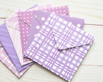 Purple Patterned Mini Envelopes – Blank Gift Card Holders for Party Favors, Journals, Advice Notes & Guestbook Inserts