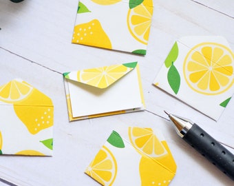 Tiny Lemon Love Notes - Set of 10 // 1 inch x 1.5 inch // Blank Cards // Fruit // Embellishment // Decoration // Scrapbooking // Food