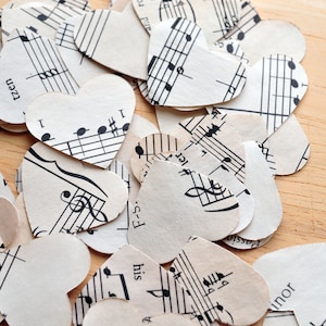 Music Hearts // 50 hearts // Paper Hearts // Die Cuts // Embellishment // Ephemera // Confetti // Party Decoration // Table Decoration