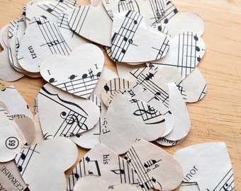 Music Hearts // 50 hearts // Paper Hearts // Die Cuts // Embellishment // Ephemera // Confetti // Party Decoration // Table Decoration