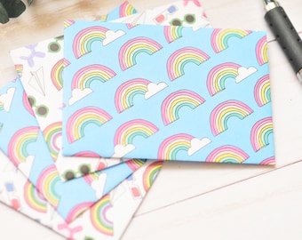 Balloon Animals and Rainbow Mini Cards // Set of 4 - Blank Cards // Mini Envelopes // Gift Card Holder // Love Note // Birthday Cards