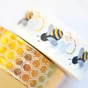 Honey Bee Washi Tape - 2 rolls // 15 mm // 10 yards // Honeycomb // Insect Washi // Honey // Scrapbooking // Planner Accessory / Journaling