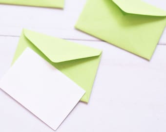 Tiny Envelopes - APPLE GREEN - Set of 10 // 1 inch x 1.5 inch // Love Note // Decoration // Tooth Fairy // Art Journal // Scrapbook / Garden