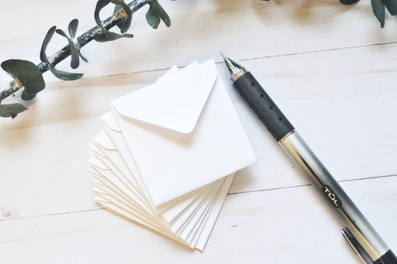 Mini Envelopes - White – Set of 10 - 2x2 - Square Envelopes for Advice Cards, Gift Packaging, Keepsakes & Party Favors