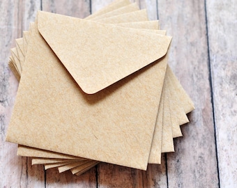 Mini Kraft Envelopes – 2x2” – Set of 10 Square Cards for Fall Notes, Advice Tags, Love Letters
