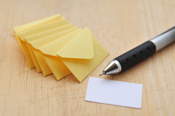 Tiny Envelopes - YELLOW - 1 inch x 1.5 inch - Blank Cards for Scrapbooking, Journaling & Crafts