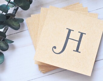 Monogram Mini Kraft Cards: Blank Note Cards, Wedding Favors