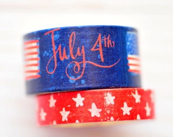 America Washi Tape // 2 rolls // 5 yards // Fourth Of July // Holiday Washi  // Decorative Tape // Planner Pages // Journal Page // July 4th