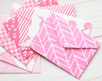 Pink Patterned Mini Cards // Assorted Patterns // Blank Cards // Gift Card Envelopes // Enclosure Card // Baby Shower Favor // Gender Reveal