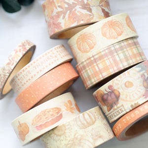 Fall Washi Tape Set – 10 Rolls of Thanksgiving & Autumn Designs for Journals, Planners, Scrapbooking and Seasonal Crafts