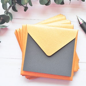 Mini Envelopes Copper Set of 10 // Blank Cards // Love Note // Enclosure Cards // Advice Cards // Gift Card// Favor Card // Guestbook With Flat Black Card