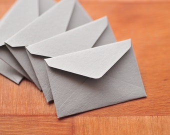 BULK - Tiny Envelopes - GRAY - 1.5" X 1" - Mini Cards for Scrapbooking, Journals, Ephemera, Love Notes & Packaging