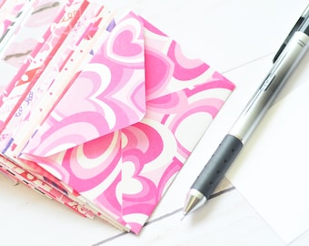 Valentine Mini Cards – Set of 10 – Assorted Patterned Envelopes – Gift Card Holders – Kids Valentines – Teacher Gifts