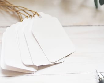 White Scalloped Tags – Blank Favor Tags for Gifts, Packaging, Scrapbooking & DIY Crafts