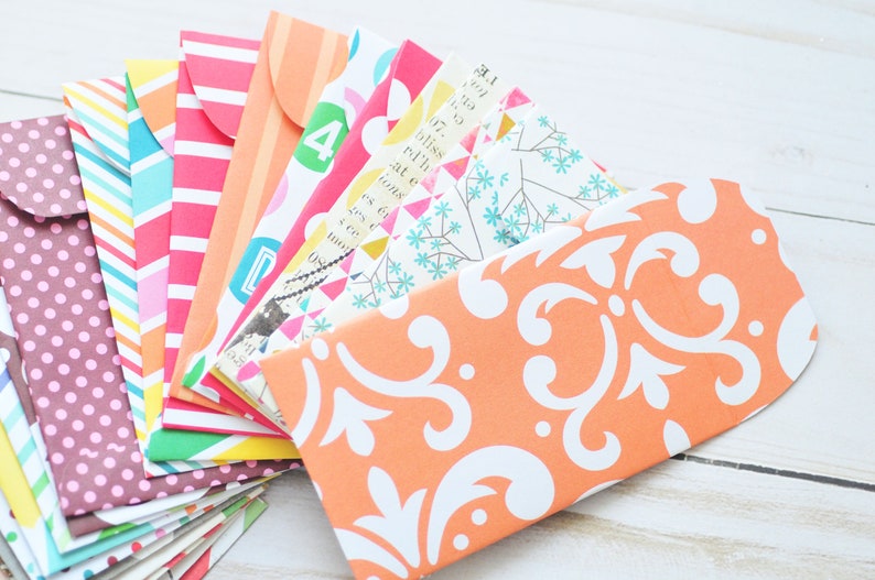 Assorted Mini Cards // Blank Cards // Gift Card Envelopes // Mini Envelopes // Love Notes // Advice Cards // Patterned Envelopes // Favors Pocket 2.25 x 3.5 inches