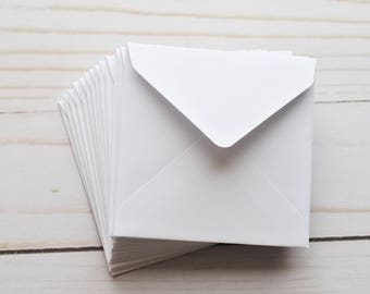 Mini Envelopes - White // 3.25" or 3.5" // Set of 10 // Blank Card // Square Envelope // Gift Card Envelopes // Love Notes // Mini Note Card