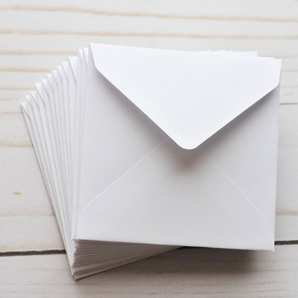 Mini Envelopes - White // 3.25" or 3.5" // Set of 10 // Blank Card // Square Envelope // Gift Card Envelopes // Love Notes // Mini Note Card