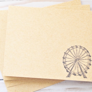 Lot de 4 cartes pour correspondance sur la grande roue // Cartes vierges // Look vintage // Papeterie kraft // Juste parce que // Carte de remerciement // Papeterie timbrée